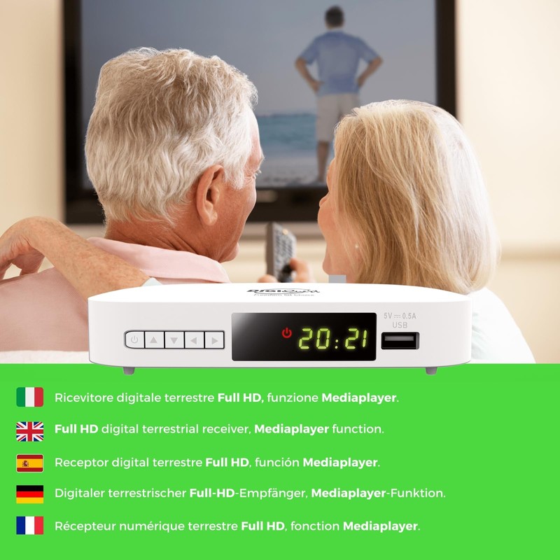 Digiquest Terrestrial Digital XJ DVB-T2 with Dual Remote - White