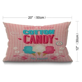 BGBDEIA Cotton candy Lumbar Cushion Cover 30X50cm 12x20 Inch Decorative Bedroom Living Room Sweet funny best in town any flavor dessert pink ice cream Rectanglar Throw Pillow Cover for Bed Sofa Couch