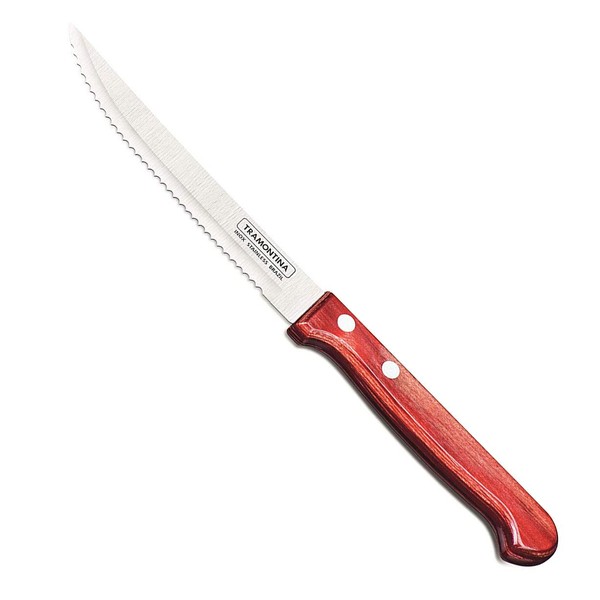 Tramontina 21122/075 Polywood Plus Steak Knife, 8.7 inches (22 cm), Red, Dishwasher Safe, Made in Brazil