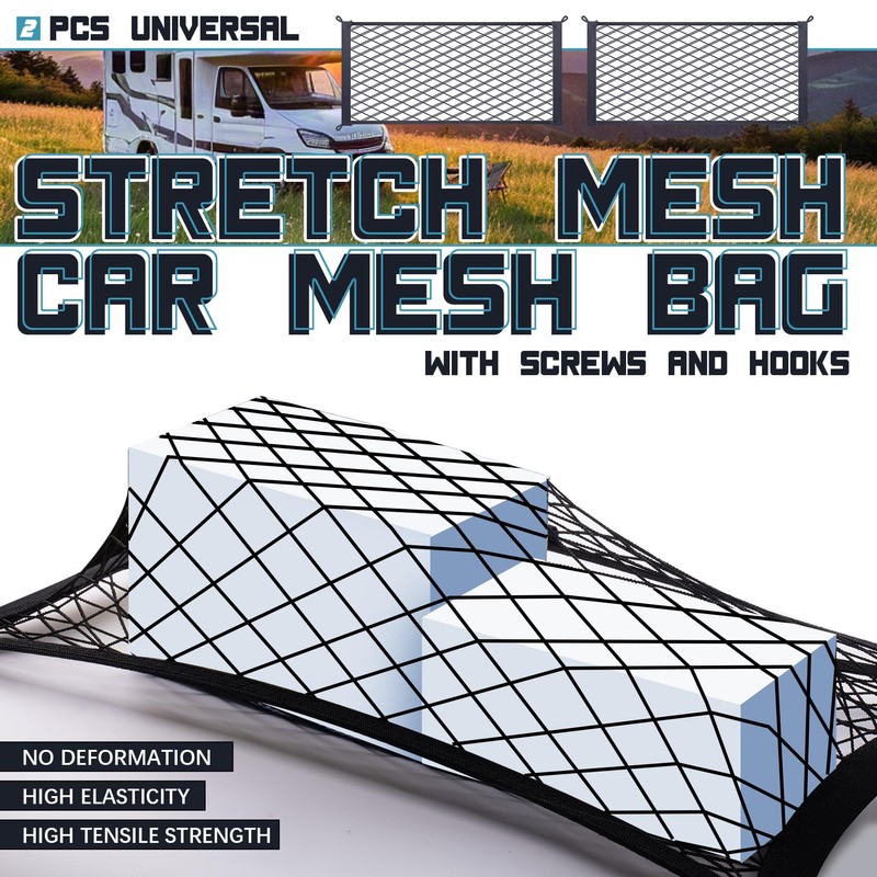 MWMNUN 2 Pcs Universal Stretch Mesh Car Mesh Bag with