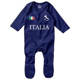 Purple Print House Italia Baby Rompersuit Sleepsuit Boys Girls Rugby Italy Badge Nations Gift, 3-6 Months, Navy