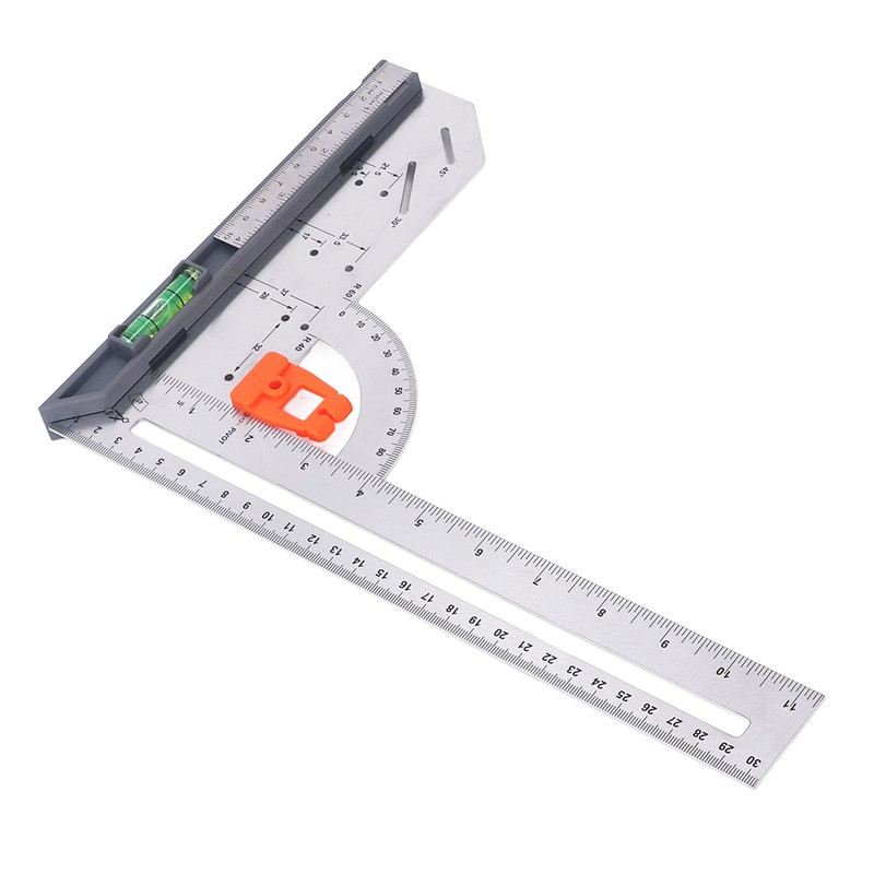 12in L Square Ruler Multifunction Scale Standard Carbon Steel Detachable