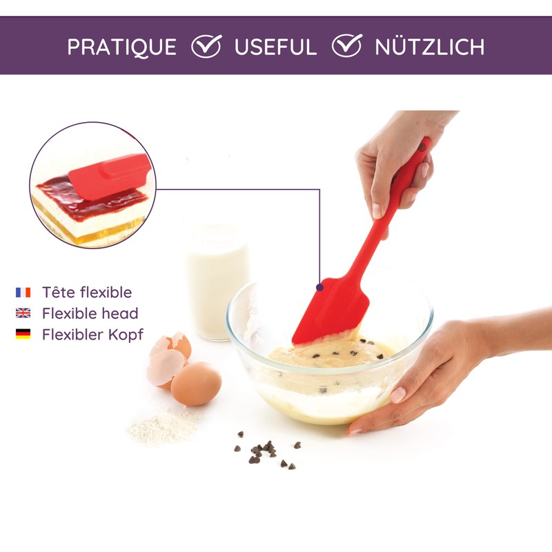 mastrad お菓子作り ハーフ ジャースパチュラ レッド 207148