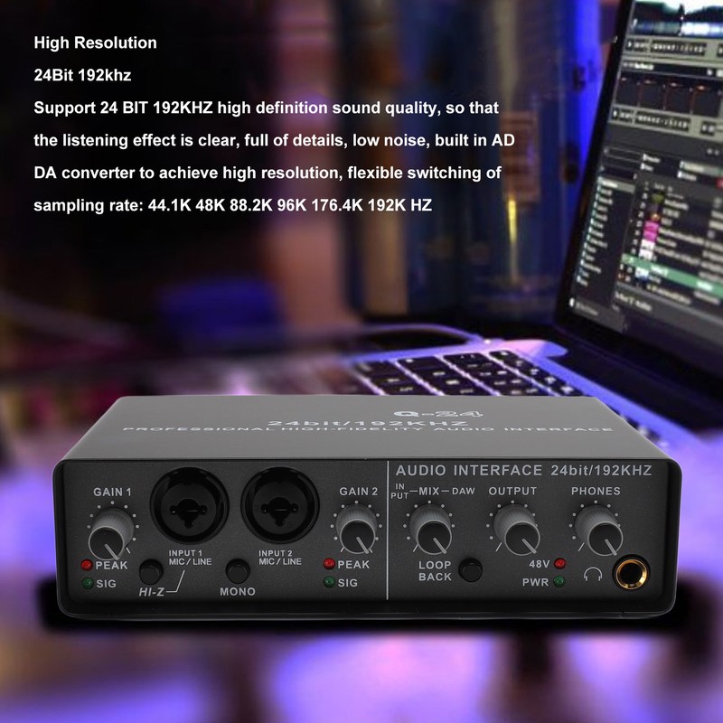 Sound Interface Professional 48V Phantom Power DSP Effect 24 Bit