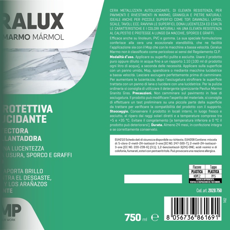 Camp CERALUX Marmo, Cera metallizzata autolucidante protettiva specifica per marmo,