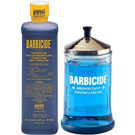 BARBICIDE Disinfecting Jar and Concentrate Starter Set (21 Oz Jar + 16 Fl Oz)– Professional Salon, Spa & Barber Tool Sanitizing Kit