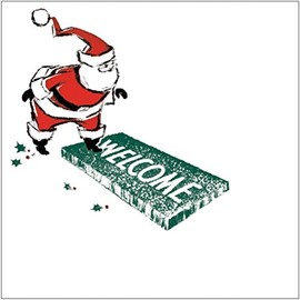 Creative Converting Elise 24 Count 3 Ply Archives 1964 Welcome Santa Beverage Napkins, Red/Green