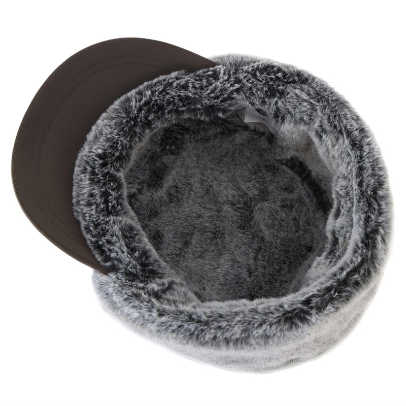 Decentron Mens Winter Hat with Brim Warm Earflaps Hat Faux