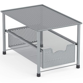 SimpleHouseware Stackable Under Sink Cabinet Sliding Basket Organizer Drawer, Silver