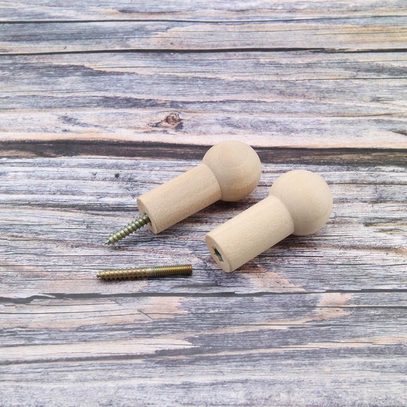 eMagTech 12PCS Wooden Coat Peg with Screws Natural Wood Hook