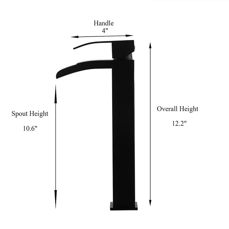 VCCUCINE Vessel Sink Faucet Black, Single Handle Single Hole Waterfall