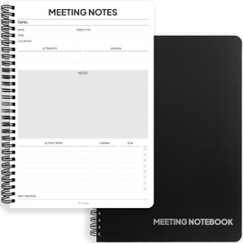 Meeting Notebook For Work With Action Items 10x7" Durable Plastic Cover, Quality Thick Paper, Business Planner Work Planner Meeting Organizer Planner Notebook, Meeting Notes Notebook for Note Taking.