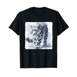 Elegant Snow Leopard for a Sleek Winter Design T-Shirt