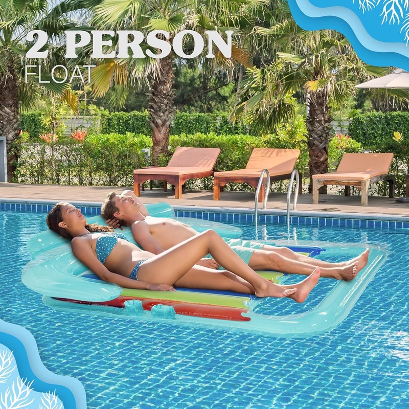 4E's Novelty 2 Person Inflatable Pool Lounger Float for Two