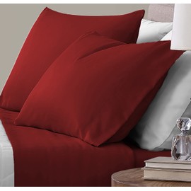 U.S Polo Assn. 4 Piece Set Hotel Luxury Bed Sheets Extra Soft Deep Pockets Easy-Fit Breathable & Cooling Wrinkle Free Comfy – Red, Queen