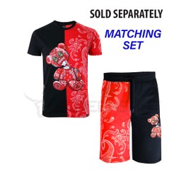 SCREENSHOT - Pantalones cortos de forro polar urbano de alta calidad para hombre, diseño de hip hop con cordón, Sp1166-rojo/Paisley, Small