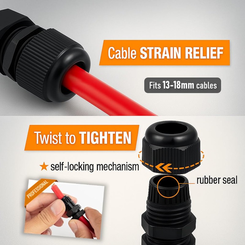 MGI SpeedWare 20-Pack M25 Strain Relief Nylon Cord Grip Cable