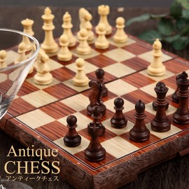 Antique Chess Board, Magnetic, Wooden, Folding for Storage, Japanese Manual Included (English Language Not Guaranteed)