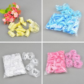 100 PCS Disposable Ear Covers for Shower Hair Salon Care Ear Protector Ear Defenders Ear Caps Waterproof for Shower (4 colours clear+pink+blue+yellow)