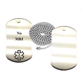 No MRI Stainless Steel Medical Alert ID Dog Tag Pendant