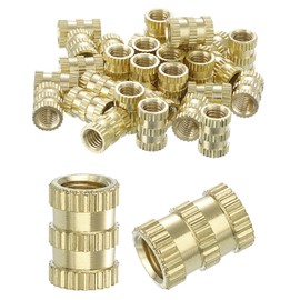 sourcing map Knurled Insert Nuts, 30Pcs M5 x 10mm(L) x 7mm(OD) Thread Printing Brass Nuts Female Threaded Inserts Brass Heat Set Insert Embedment Nuts