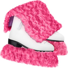 RoundFunny Ice Skate Blade Covers and Towel Absorbent Hockey or Figure Skate Soakers for Figure Skates Soft Fuzzy Skate Blades Protector for Girl Boy Adult Skating Accessory Gift (Pink,Medium)