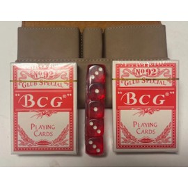 Poker & Dice Set in opt color leatherette case - 2 Decks of Cards & 5 Dice
