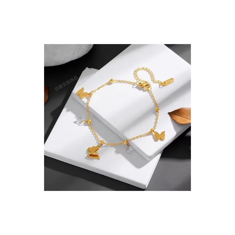 Collar De Oro 18k Mariposas Dije Pulsera Aretes Joyeria Dorado