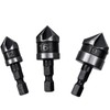 Bestgle Countersunk Drill Chamfer Cutter Bit Set of 3 Countersinks,