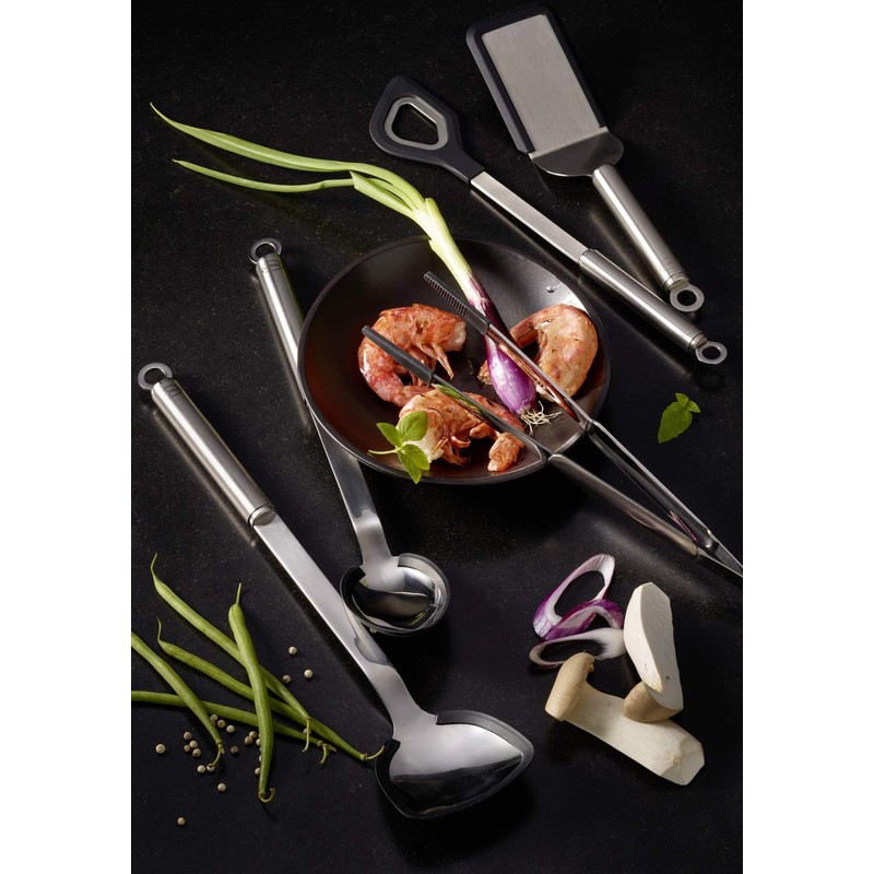 Rösle 10637 Pfannen-/Woklöffel Silikon Spoon, Silver-coloured/Black