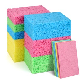 MOWPOG 12 PCS Dish Sponges Kitchen, Non Scratch Cleaning Sponge for Non Stick Cookware, Natural Compressed Cellulose Wash Scrub for Cars Household Bathroom, Soft Washing Scrubbers (Multicolor)