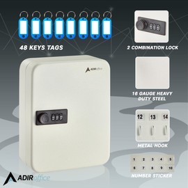 AdirOffice Steel Combination Lock Keys Cabinet Security Storage Box Organizer Holder Locked Key Box Wall Mount 30 Slots