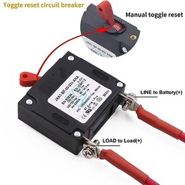 T Tocas T Tocas Single Red Pole Toggle Switch 30 Amp AC/DC Boat Magnetic Circuit Breaker- 30A
