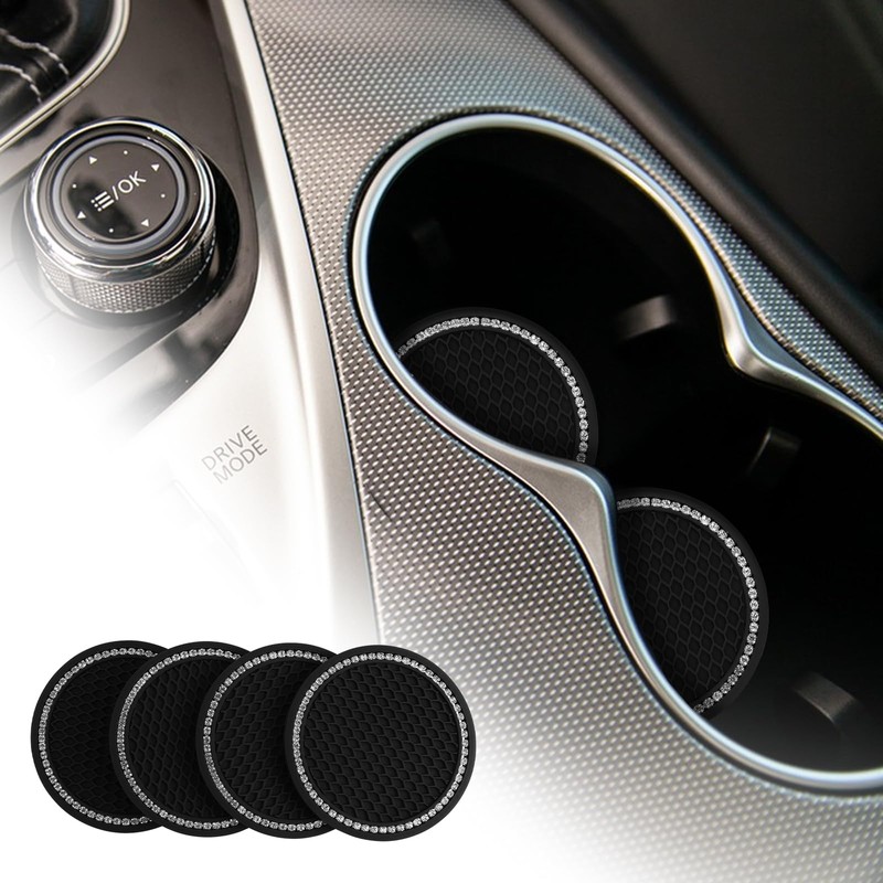4 Pack Bling Car Coasters Universal Cup Holder Insert With