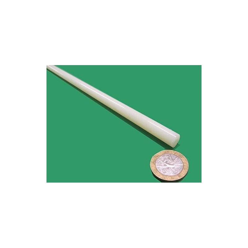 Natural Nylon Extruded Round Rod .375" (3/8") x 5 Ft