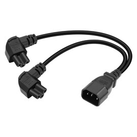 GELRHONR IEC320 C14 to Two C5 PDU Power Extension Cords, C14 Male to 90 Degree Double Curved C5 Female Power Cords for Computers, Used in a Variety of Electrical Equipment，Laptop, (Down Angle-0.3M)