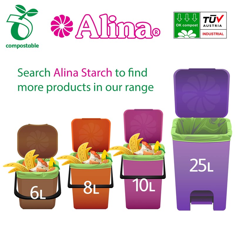 10 x Alina 80L Compostable Bin Liner/Garden Compost Sack/Biodegradable Green