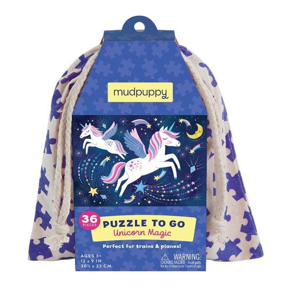 Mudpuppy Unicorn Magic to Go Puzzle, 36 Pieces, Ages 3+, Travel-Friendly Bag, Made with Safe, Non-Toxic Materials, Multicolor (735356947)