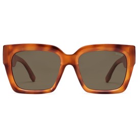 SOJOS Trendy Square Polarized Sunglasses Womens Retro Vintage Women 90s Sun Glasses SJ2612 Orange Brown Tortoise Frame Brown Lens