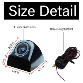 CGEAMDY HD Rückfahrkamera, Universal 155 Grad Betrachtungswinkel 720P Rückfahrkamera, Wasserdicht, für Auto, SUV, Wohnmobil, Anhänger, Wohnwagen, Van, Pickup(Schwarz)