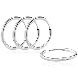 Silver 18K Real Gold Plating Huggie Hoop Earrings Sleeper Small Thin Mini 6mm 8mm 10mm 12mm 14mm 16mm,Hypoallergenic Surgical Stainless Steel Cartilage Earring for Women Men