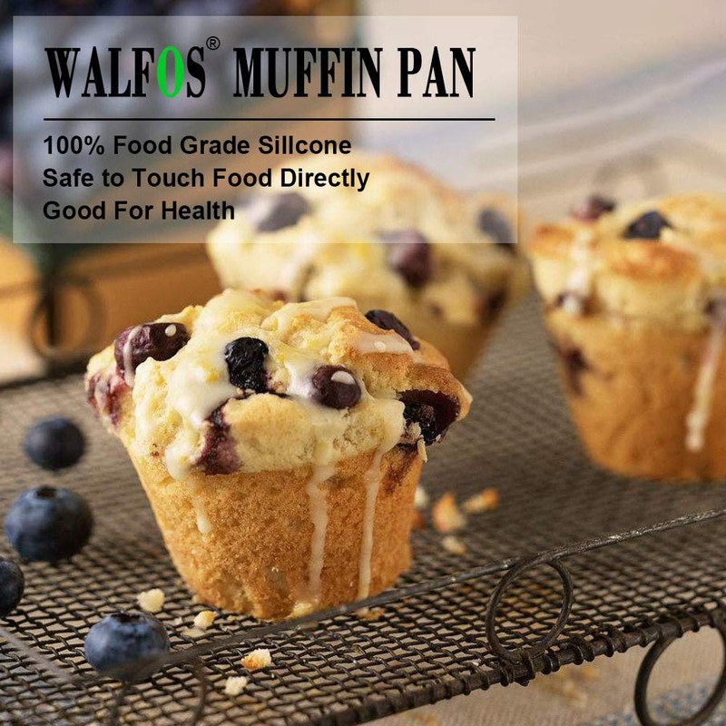 Walfos Silicone Texas Muffin Pan - 6 Cup Jumbo Silicone