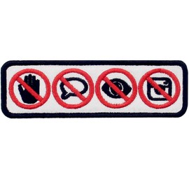 Service Dog No Touch No Talk No Stare No Photo Sign Vests/Harnesses Emblem Embroidered Fastener Hook & Loop Patch, Red & Black