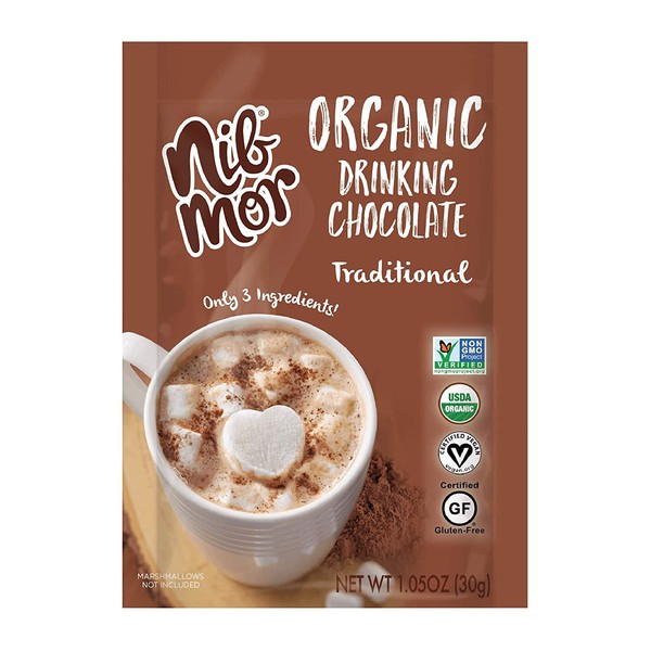 Nib Mor Organic Drinking Chocolate - Delicious, Healthy Treat - Traditional, 1.05 oz (Pack of 6)