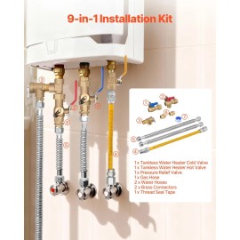 600 WOG Isolation Valves and Pressure Relief Valve Dual-La 3/4 Inch Cold Hot Water Plumbing Repair Kit Water Heater Parts KitKit Contents: Hot/Cold Isolation Valve+Pressure Relief Valve+Hose Assembly, Valve Inlet/Outlet Size: 3/4 inch FNPT x 3/4 inch FNP