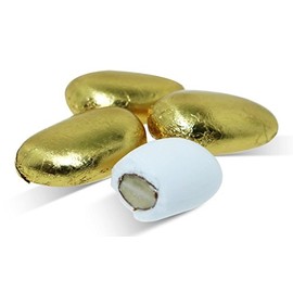 Dulcefina chocolate and Sweets, Gold Foil Wrapped Almond Dragees (1.500 Lbs)