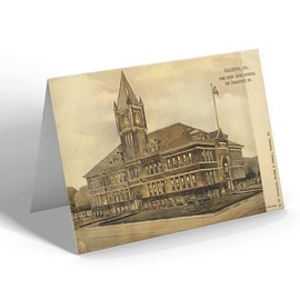GREETING CARD - Vintage Illinois USA - Galena. High School on Prospect St b