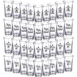 Cunhill 36 Packs Acrylic Clear 30th Birthday Party Shot Glass Random Set 1.2 Ounce, Cheers to 30 Years Shot Glasses Acrylic Shot Glasses for Adult Small Glass