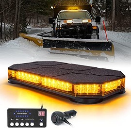 Xprite Amber LED Rooftop Strobe Beacon Lights Bar, Magnetic Mount Emergency Safety Traffic Security Warning Caution Flashing Light, for Construction Vehicles Snow Plow Tow Trucks Mail Postal Cars