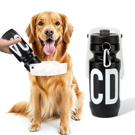 Howgo Dog Water Bottle Portable Travel Water Bottle Dispenser for Dogs, Super Light-Weight, Leak-Proof Bottles for Pets Outdoor Walking, Hiking, Travel,Food Grade Silicone,BPA Free (Black, 21oz)